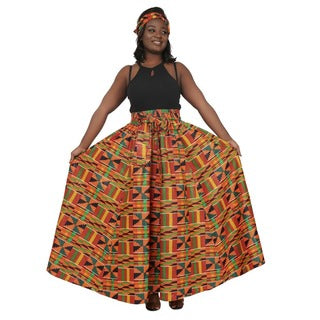 Kente Ankara Print Long Maxi Skirt