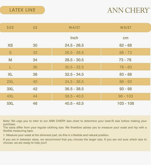 Ann Chery Corset Waist Trainer for Women’s Weight Loss - 2 Hook Latex Body Shaper