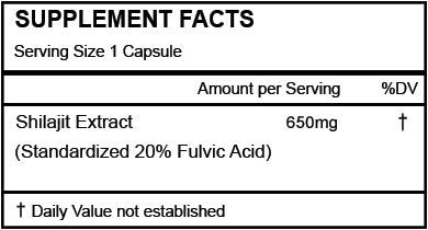 Shilajit Extract Capsules 60ct - Energy Boost & Physical Performance Enhancer