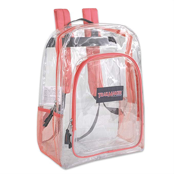 Clear Backpack - Coral Front