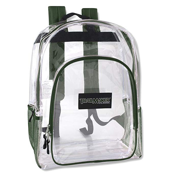 Clear Backpack - Hunter Green Front