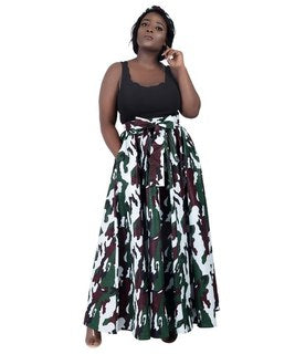 Long African Print Maxi Skirt Elastic Waist Ankara Fashion