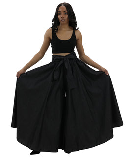 Solid Denim Ankara Long Maxi Skirt