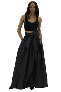 Solid Denim Ankara Long Maxi Skirt