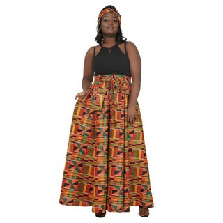 Kente Ankara Print Long Maxi Skirt