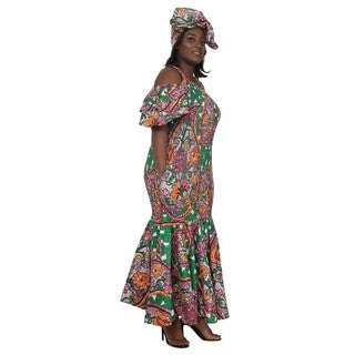 Cold Shoulder Ankara Print Maxi Dress
